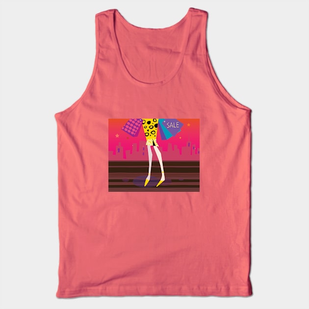 LONG LEGS WOMAN SHOPPING VINTAGE ILLUSTRATION Tank Top by BEEANDGLOWFASHION